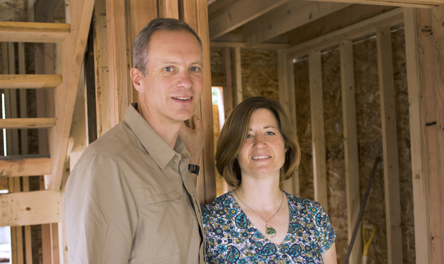 Brian and Andrea Korte, owners of Korte Architecture, in Crystal Lake, at the construction site of their new office on 91 Gates St. 